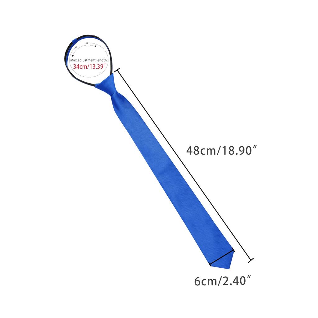 [Allegra K] Men's Narrow Tie, Flat Stripe, Adjustable Zipper, Casual Business Tie, Royal Blue, 6 cm