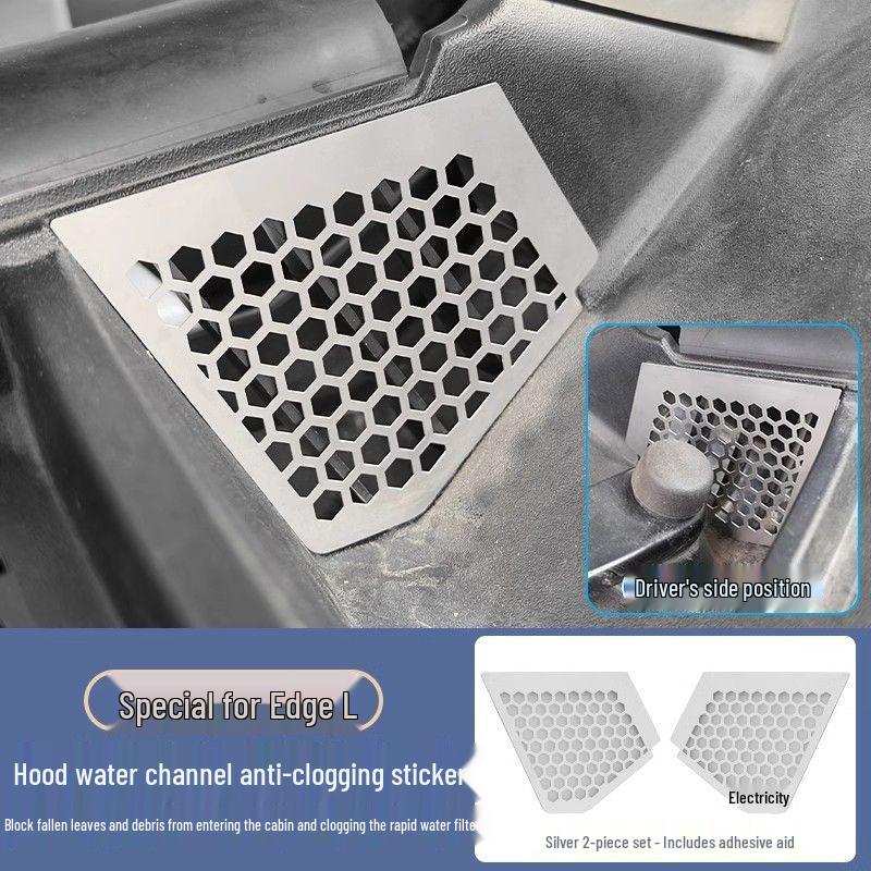 Stainless Steel Insect-Proof Anti-Clog Drain Cover for Ford Edge L Windshield Trough