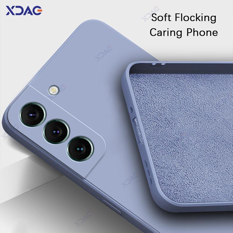 Luxury Square Liquid Silicone Cases for Samsung Galaxy S21 FE S22 Plus Ultra 5G 360 Soft Phone Back Covers Armor Coque