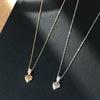 925 Sterling Silver Heart Pendant Necklace with Diamond Inlay - Elegant & Versatile Clavicle Chain for Women