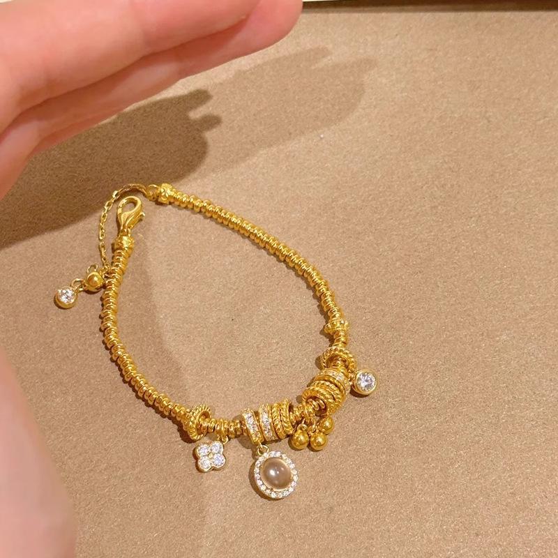 Female Light Luxury New Chinese Niche Dragon Heart Four Leaf Flower Bracelet bracelet