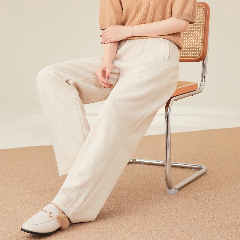 Women's Wool Blend Elastic Waist Straight-Leg Pants