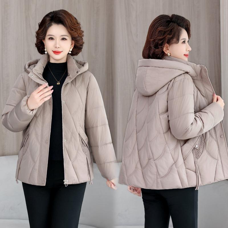 Mom's Large-size Cotton-padded Clothes, Winter New Cotton-padded Clothes, Loose Cotton-padded Jackets, and Thickened Hooded Jackets.