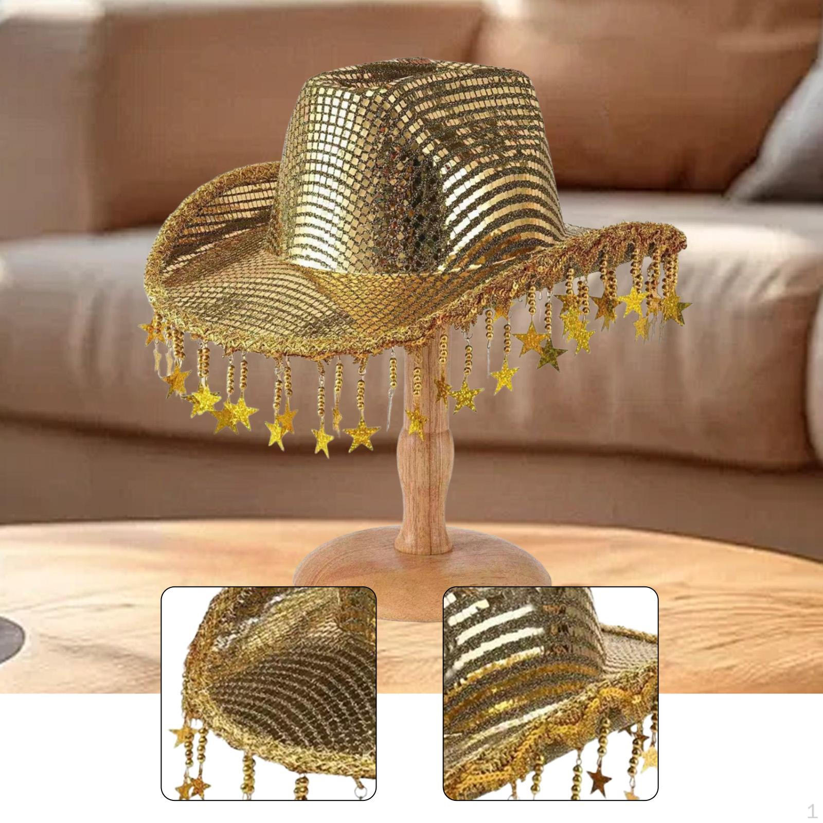 Ковбойская шляпа для женщин Ковбойская свадебный подарок Реквизит для помолвки Пляж золотой