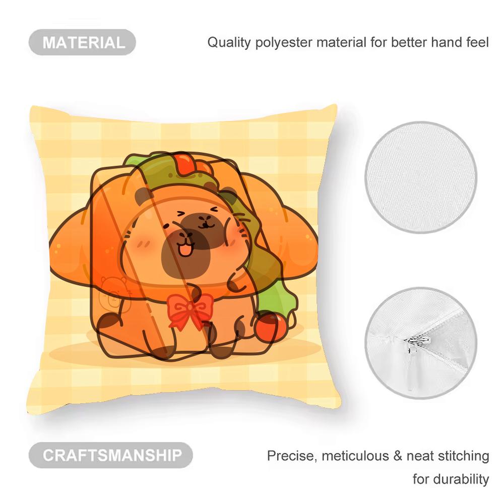Guinea Pig Cake Cushion Cover Anti-dustmite Pillowcase Invisible Zipper Silky Short Plush Sofa Cushion Cover