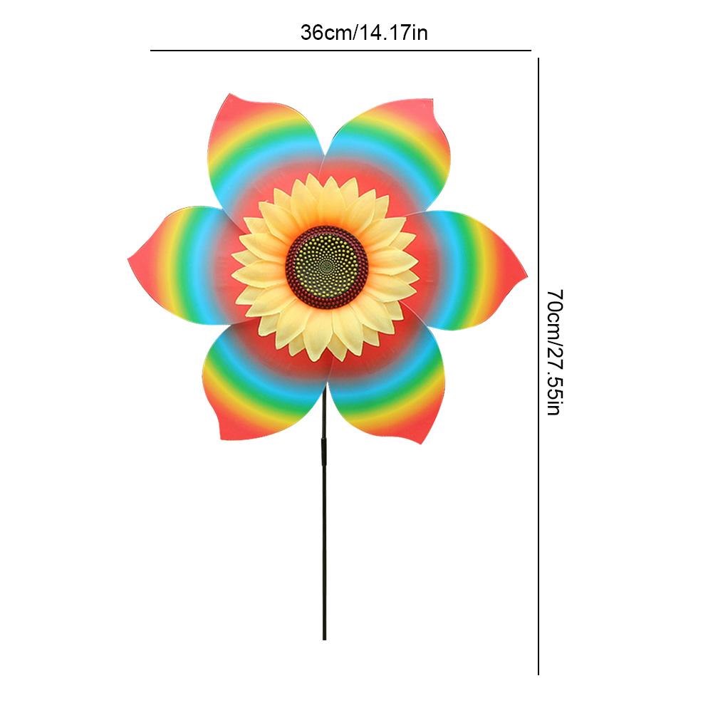 Colorful Windmill Rotating Sunflower Wind Spinner Stake Standing Lawn Flower Pinwheel Outdoor Party Garden Yard Decor Kids Toys