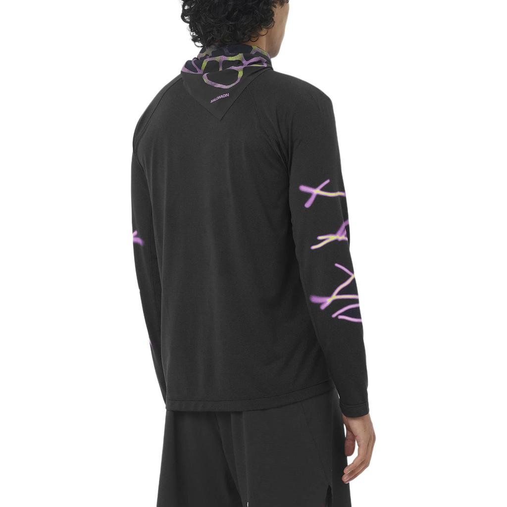 SALOMON Graphic Shakeout Core Graphic Knit Flow Long Sleeve Breathable Quick Dry Round Neck Running T-Shirt Men Tops C27912