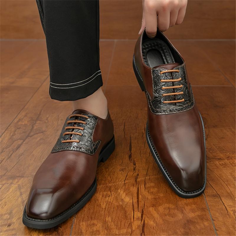 Britain Gentleman Designer New Men's Pointed Lace Up Oxford Shoes Male Wedding Dress Homecoming Formal Wedding Footwear