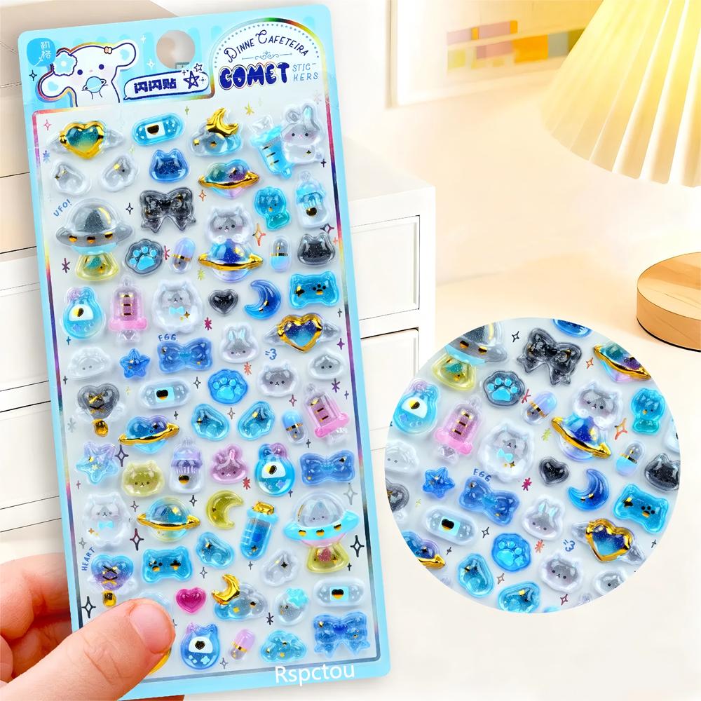 Kawaii Cartoon 3D Sticker Cute Animal Bread Sushi Crystal Decals DIY Phone Case Laptop Stationery Scrapbooking Journal