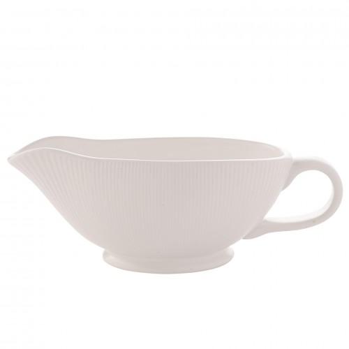 Hestia White Ribbed Gravy Dish