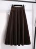Plus Size High Waist Velvet A-Line Skirt for Women - Spring/Autumn Elastic Waist Slimming Long Skirt