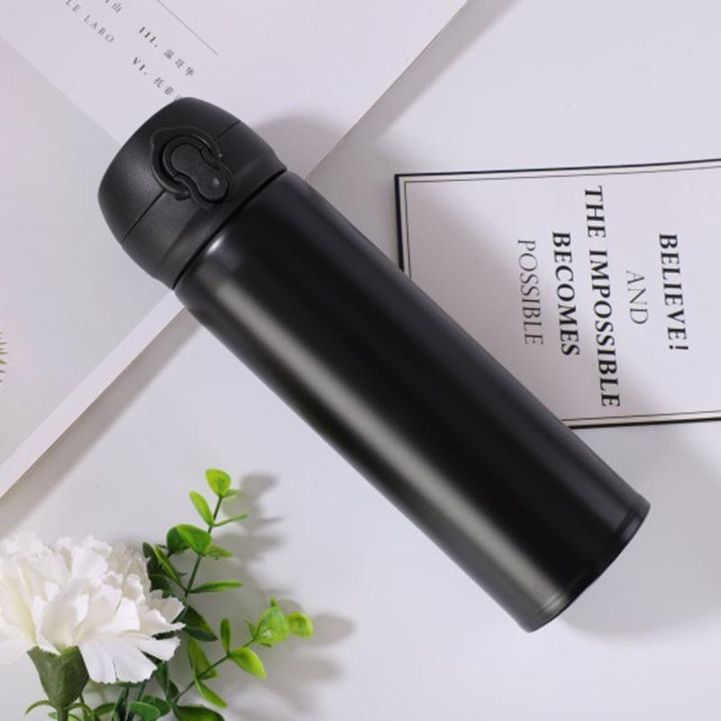 500ml 304 Stainless Steel Bounce Lid Insulated Bottle, Glossy Vacuum Flask for Daily & Office Use