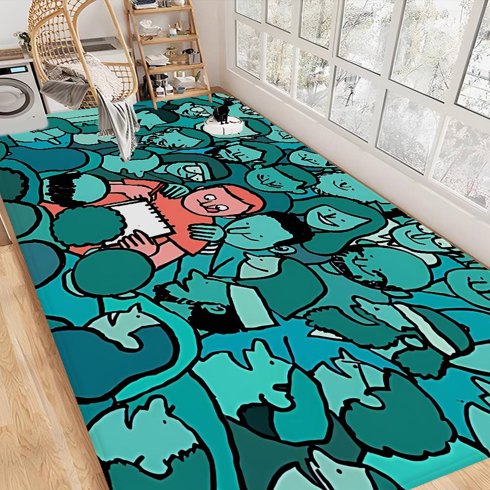 Art J-Jean J-Jullien Bathroom Mat Anti-slip Absorb Water Long Strip Cushion Bedroon Mat Welcome Doormat