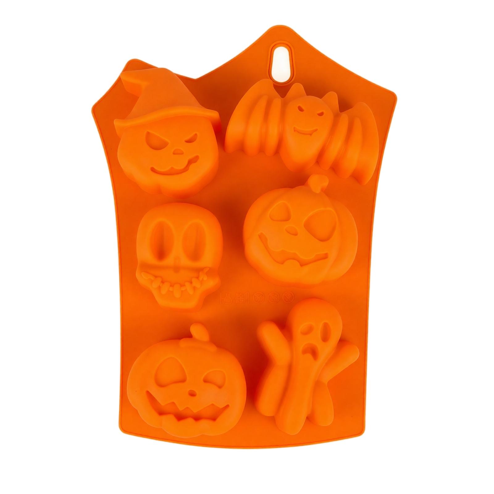 Halloween Theme Silicone Mold for Cake Decoration Ghost Pumpkin Skull Bat Baking Mould for Resin Plaster Soap Making one size оранжевый