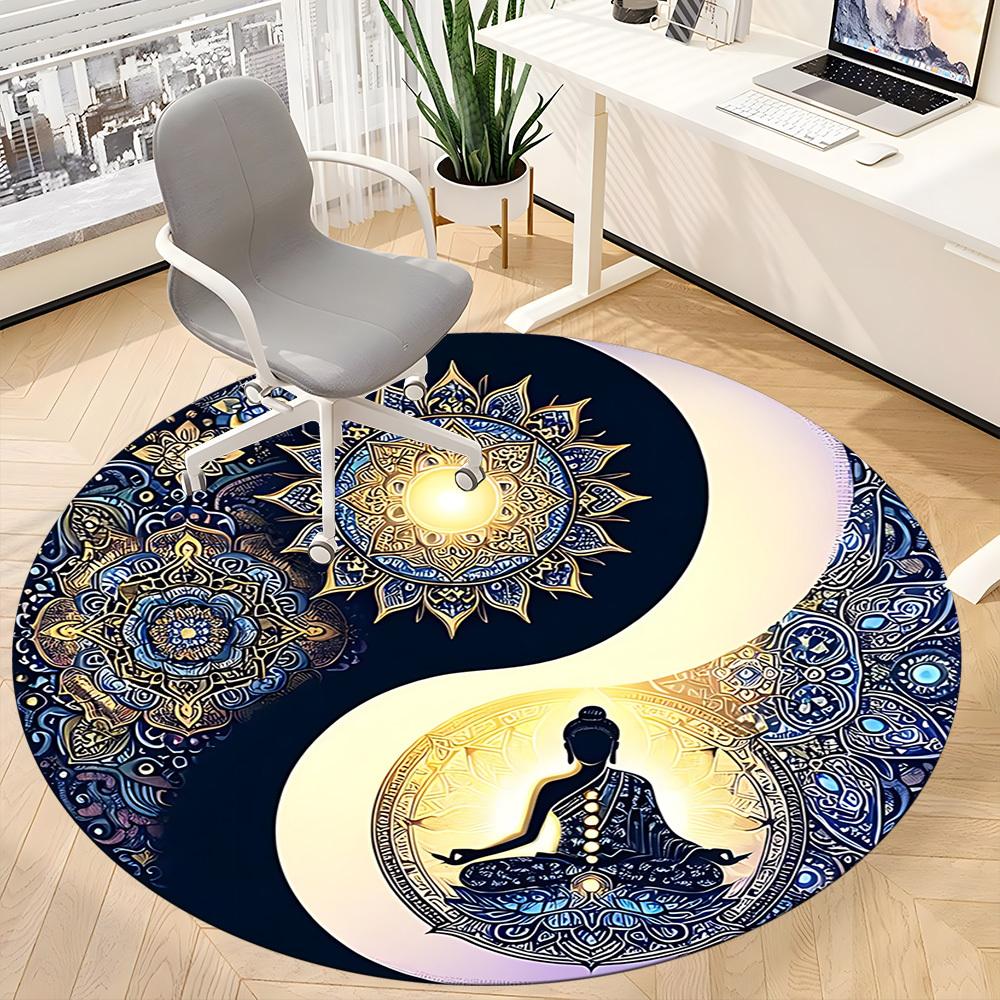 1pc Yin Yang Meditation Chair Carpet for Office Non-Slip, Machine Washable Rug for Office, Room - Holiday Decor, Machine Made yy251016074