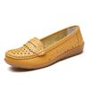 Spring new hollowed-out leather shoes medium and old women's single shoes, female real soft-soled wedges