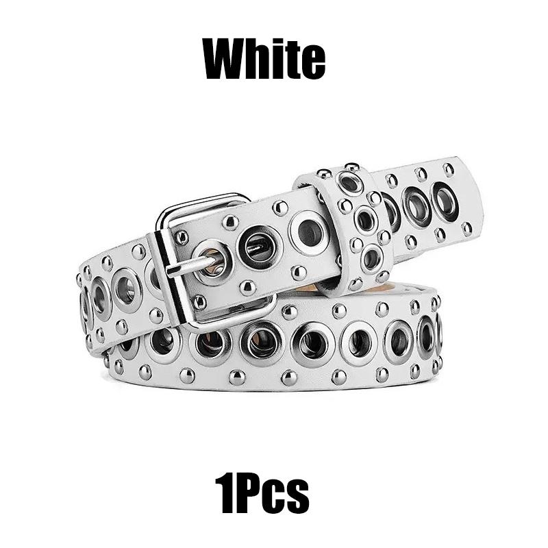 Women's Belt Fashion New Eyelet Rivet Belt Metal Personalized Needle Buckle Belt Street Trend Punk Hardware Jean Belt Y2K HipHop