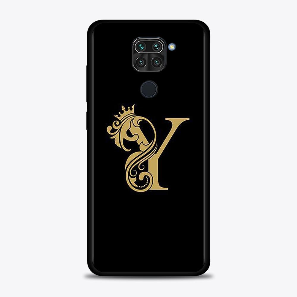 Shell For Xiaomi Redmi Note 11 10 9 8 7 Pro Max 9T 8T 9S Case for Redmi 10 9 8 9C 9A 8A 7A Luxury Golden yellow Crown Letter A-Z