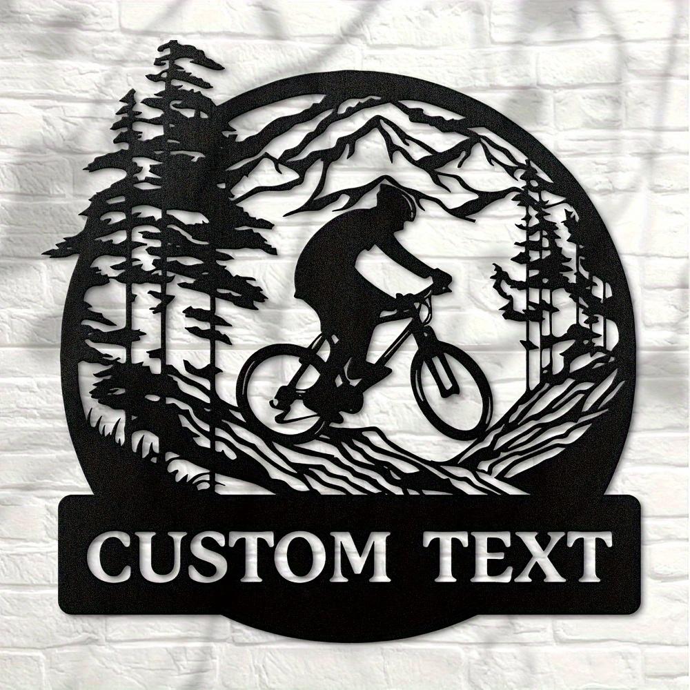 Custom Metal Sign Mountain Bike Silhouette Outdoor Home Kitchen Wall Decor Holiday Gift