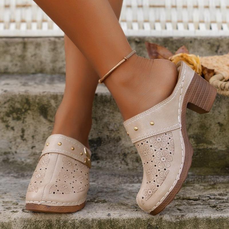 Women's Plus Size Closed Toe Platform Sandals, Chunky Heel Summer Dress Shoes