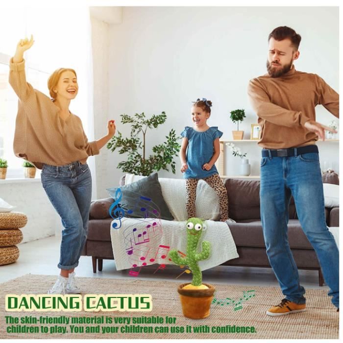 Jouet en Peluche Cactus qui Danse pour Enfants - 120 Chansons - Enregistrement - Jouet éducatif pour Enfants