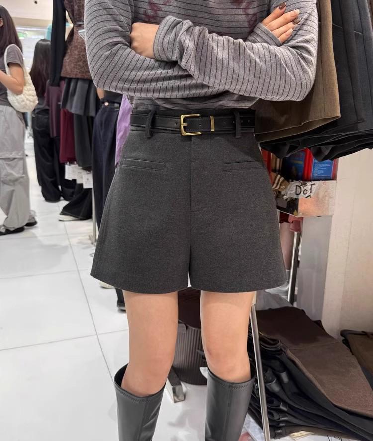 

Women s High-Waisted Woolen Wide-Leg Shorts - A-Line Design for Autumn/Winter 2024 2XL сірий колір