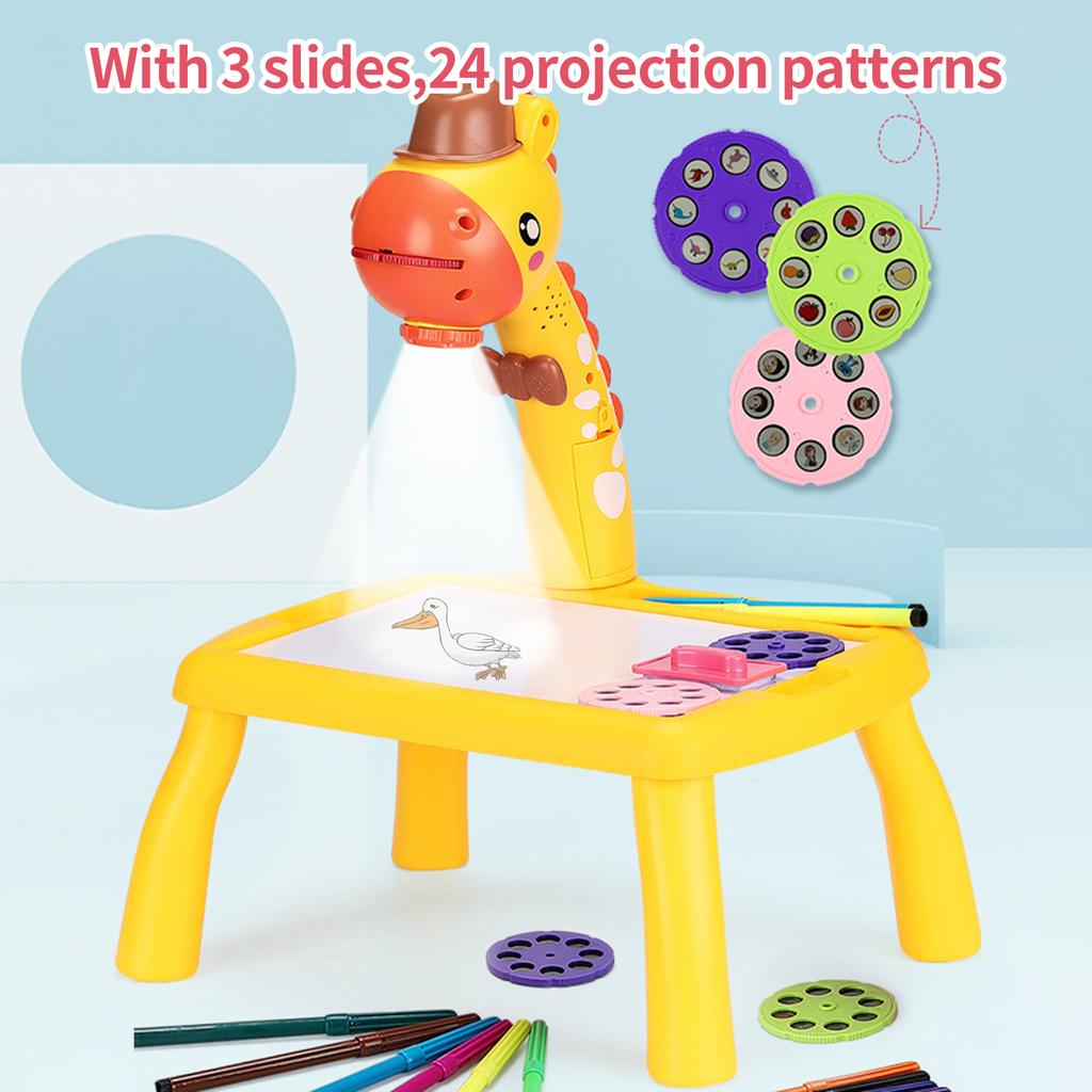 Multi Function Drawing Table Learning Desk with Music Function Trace and Draw Projector Art Drawing Board 24 Patterns Projection Tracing Painting Tab
