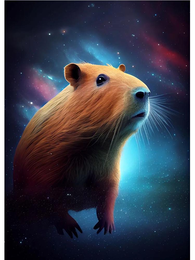 

Милый космический астронавт капибара портретный плакат печать холст картина забавные животные настенное искусство для детской спальни украшения дома 21x30cm No Frame