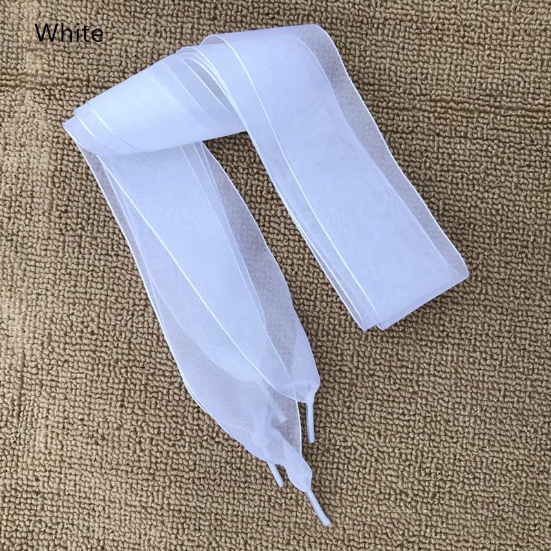 1Pair 110cm Fashion Organza Ribbon Sport Shoes Trainers Bowknot Solid Flat Shoelaces Sport Casual Laces Women Cordones Zapatilla