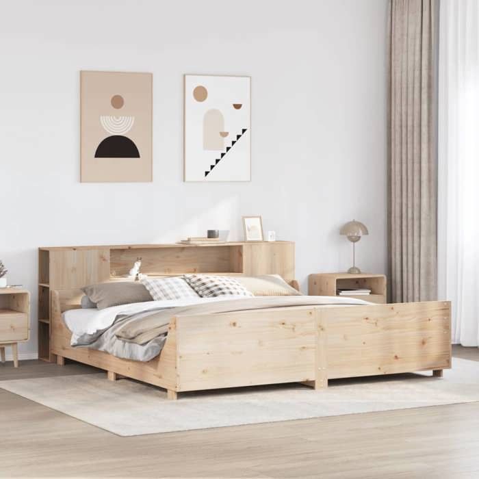 VidaXL Cadre de lit sans matelas 180x200 cm bois massif de pin, sommier, cadre de lit double, cadre de lit en bois massif, 3323758