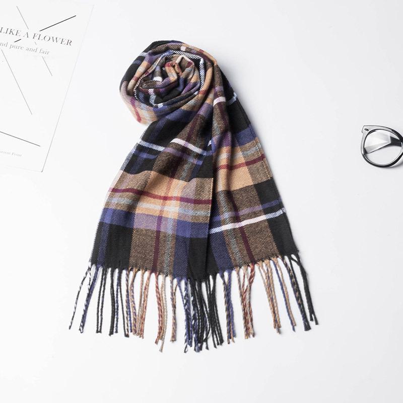 2024 Women's & Men's Beige Plaid Scarf - Versatile Japanese Style Winter Shawl