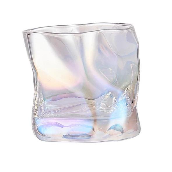 280ml Glass Irregular Cups Creative Twisted Grain Cup Abnormal Shape Frosted Transparent Golden Edge Whiskey Glass Wine Glasses