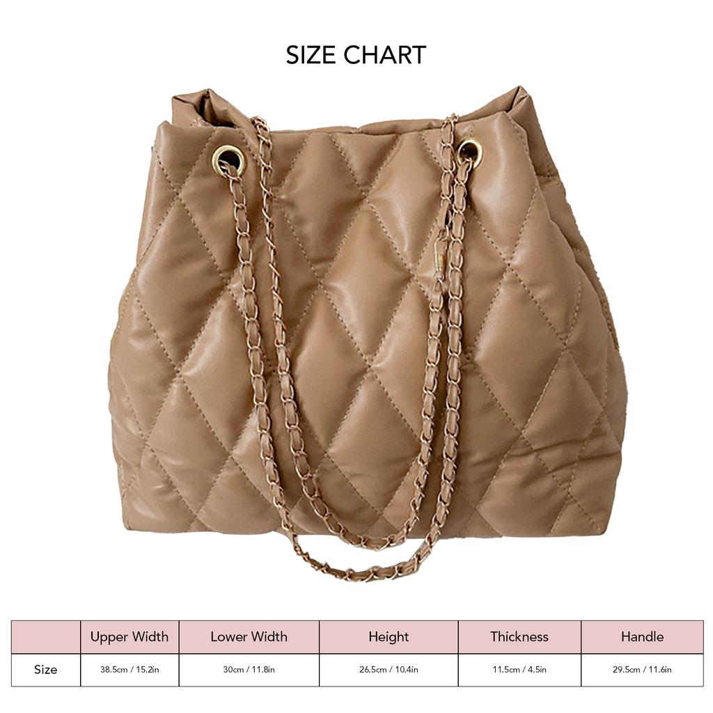 Women Shoulder Bag Large Capacity Chain Handbag Diamond Pattern Inclined Shoulder Bag for Daily
