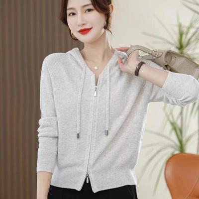 Cardigan Sweater Female 2023 Spring and Autumn New Women Knitted Shirt Hooded Over Korean Fashion Casual Sweater Versatile Coat