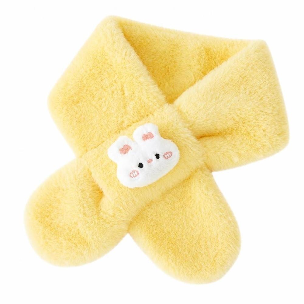 Cartoon Rabbit Girls Winter Scarfs Solid Color Wool Scarf New Knitted Scarf  Women