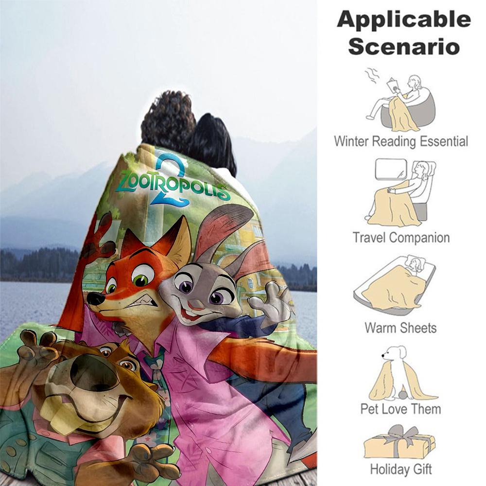 1pc Zootopia Outdoor Blanket Lightweight Flannel, All-Season Use for Sofa, Bed, Travel, Camping, Living Room, Office, Couch034