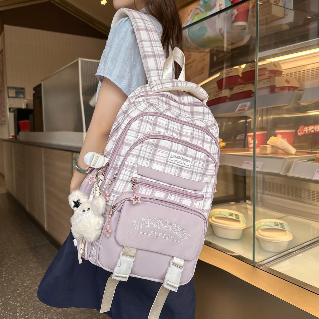 Schoolbag1011 New Campus Plaid School Bag Female Junior High School Student High School Student Elementary School Student Lightweight Large Capacity