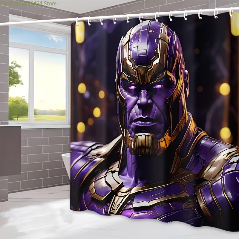 Authorized 1pc MARVEL Thanos Shower Curtain, Made of Polyester, Machine Washable, Includes Hooks, Suitable for Bathtub Separat