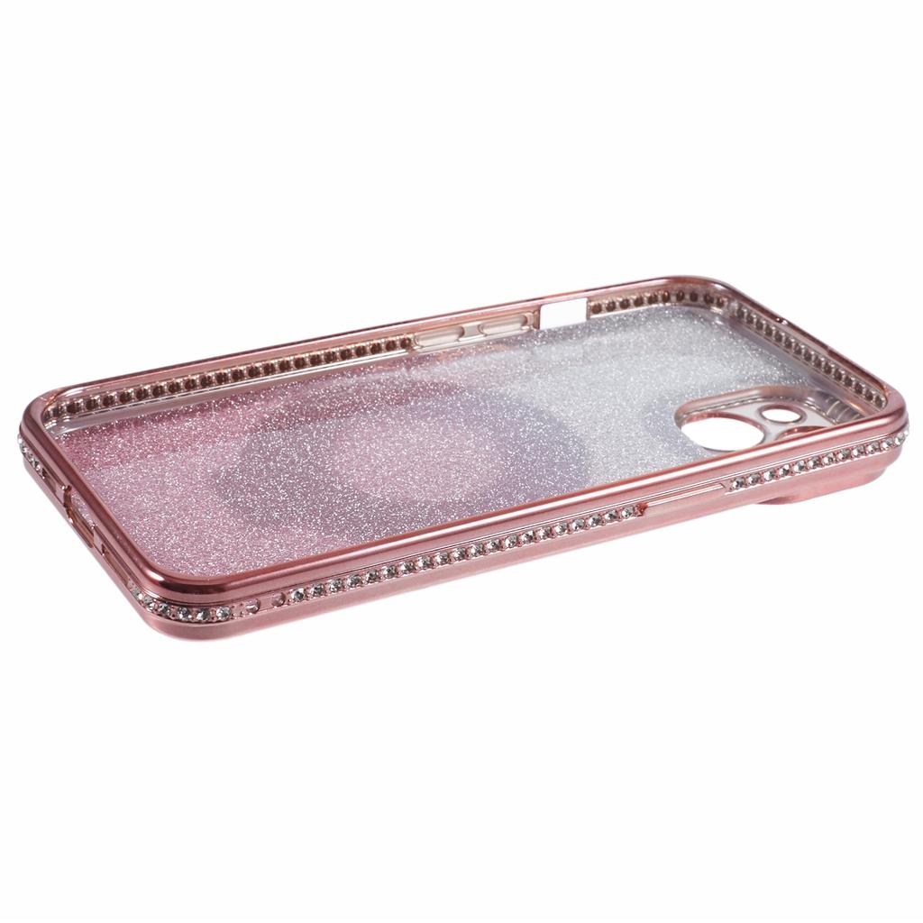 For iPhone 14 Plus TPU Case Gradient Design Kickstand Phone Cover with Rhinestone Ornament