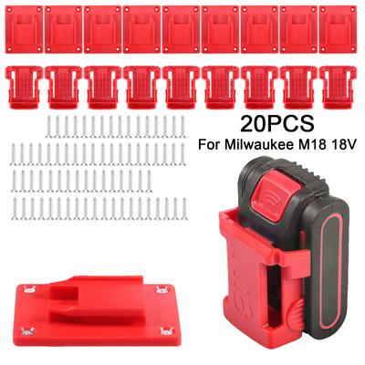 20 Stück Werkzeughalter und Batteriehalter Wandhalterung für Milwaukee M18 18V Akku-Bohrmaschine Werkzeugaufbewahrung Regal Organizer für Werkstatt