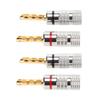 2 Pairs BFA Banana Plug 4mm Gold Plated Brass Serrated Speaker Plug Connectors for Amplifiers