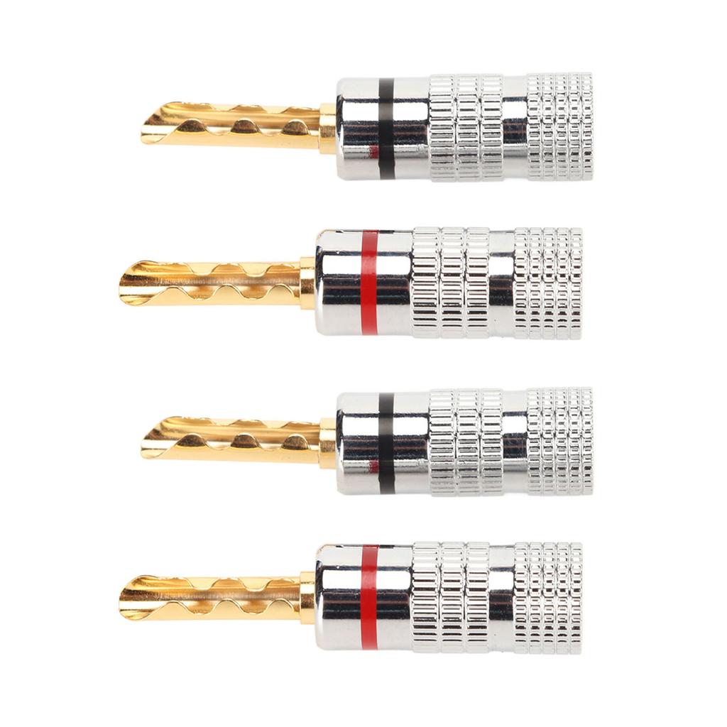 2 Pairs BFA Banana Plug 4mm Gold Plated Brass Serrated Speaker Plug Connectors for Amplifiers
