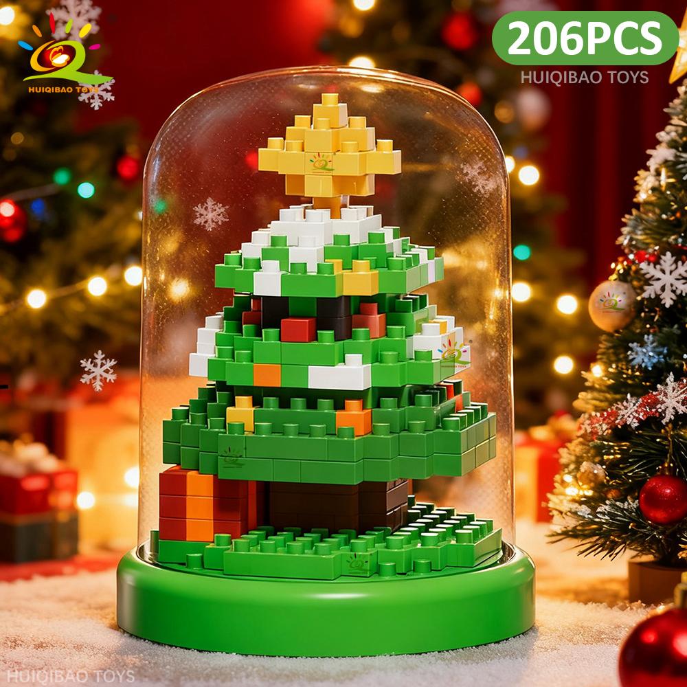 Christmas Tree Santa Claus Penguin Model Building Block DIY Snowman Bricks Toys Children Adult Desktop Ornament Gift