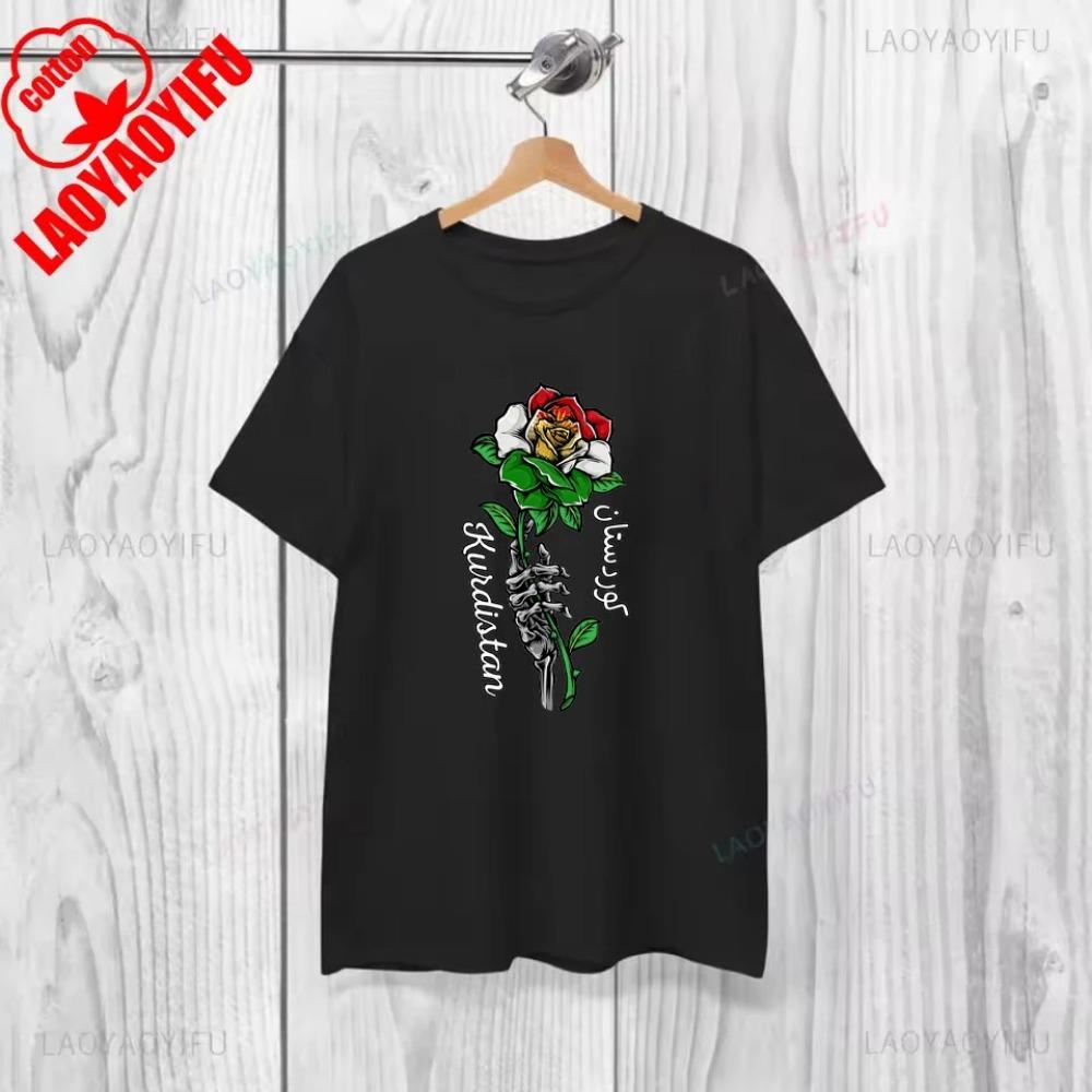 Vintage Kurdistan Kurdish Cotton Tshirt Graphic Street Clothing Short Sleeve Crewneck Summer Style Clothing Y2K Clothing