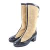 Pristine Knee-high Boots Beige Suede Leather Women 38 25A G46591 Used