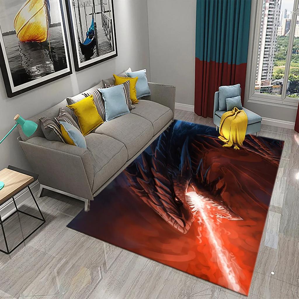 3D Dragon Carpet for Balcony Living Room Children Bedroom Bathroom Kitchen Door Entrance Non-slip Rugs Floor Mat for Home Decor