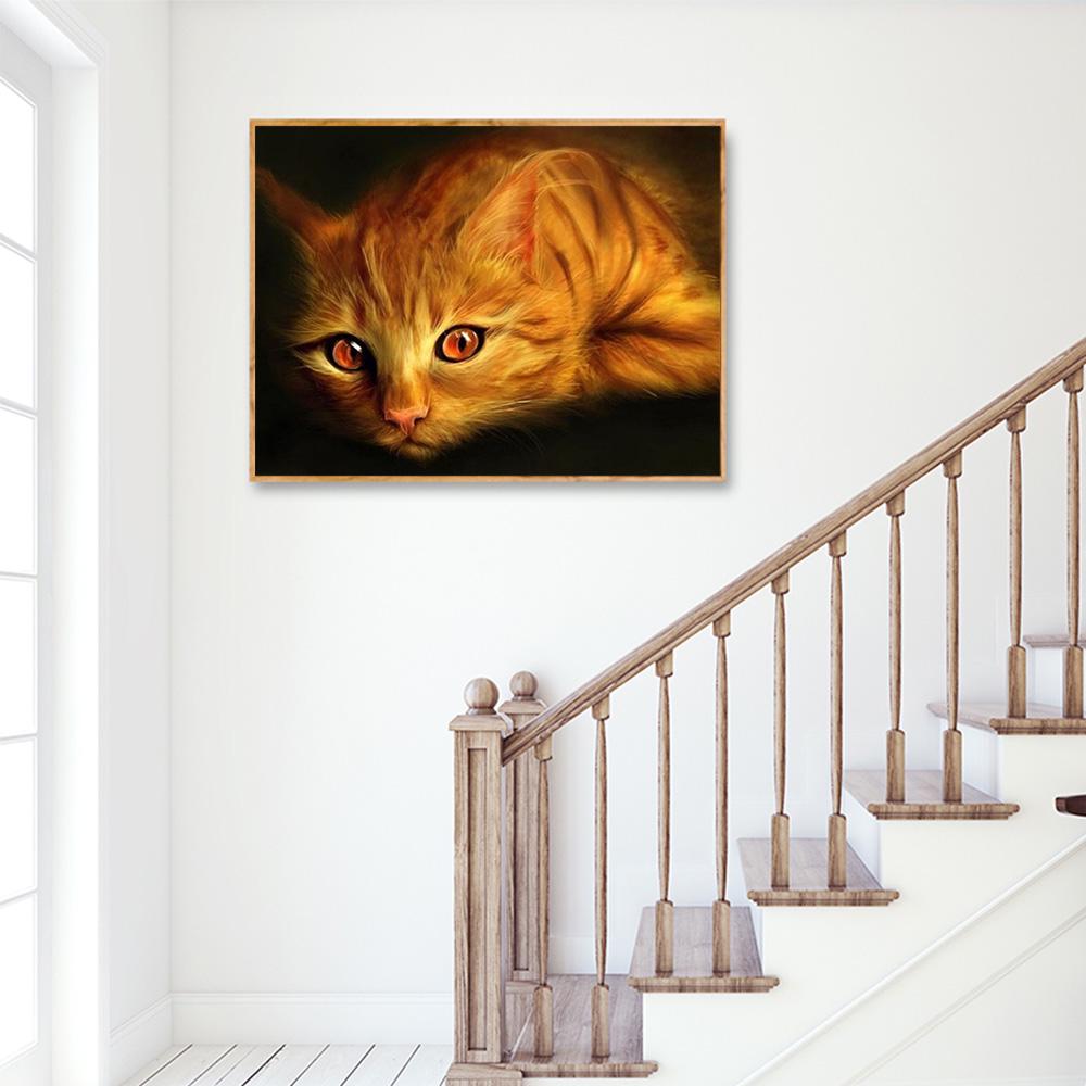 

Картина маслом HUACAN, холст, пляжный кот, 5D вышивка, алмазные стразы, наклеенная, сделай сам, вышивка крестиком 30*40 cm