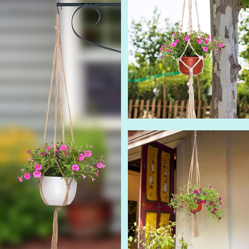 WTEMPO Macrame Potted Plants Hanger Ropes To Hang Flower Pot Plant Holder for Indoor Outdoor Farm Garden Plant Rope Hangers DIY Hanging Planter Basket