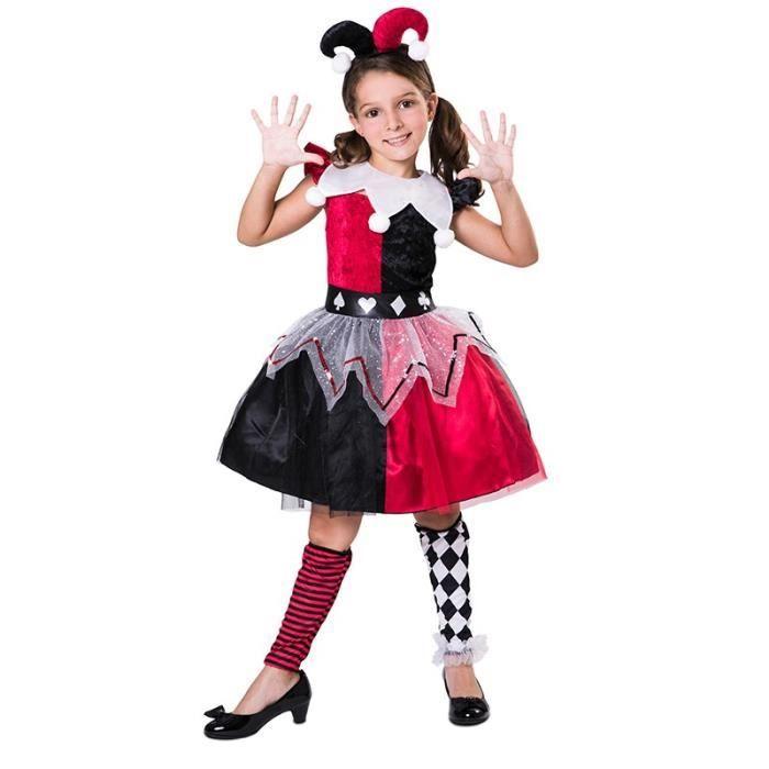 Déguisement Arlequin Fille - No Name - Modèle Arlequin - Rouge - Polyester - Normes UE