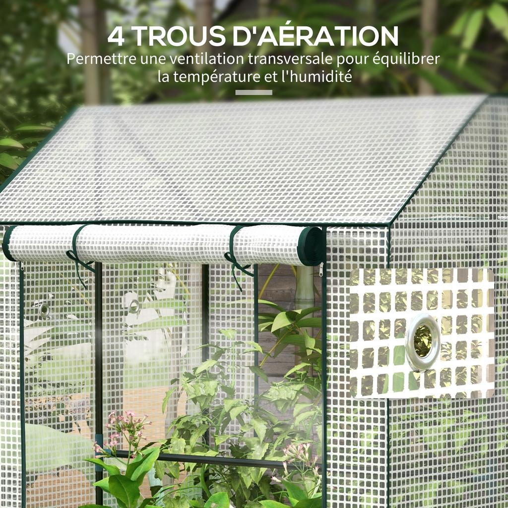 Garden Greenhouse, 2 Compartments, 2 Roll-Up Doors, 1 x 0.8 x 1.5 m, Steel and PE